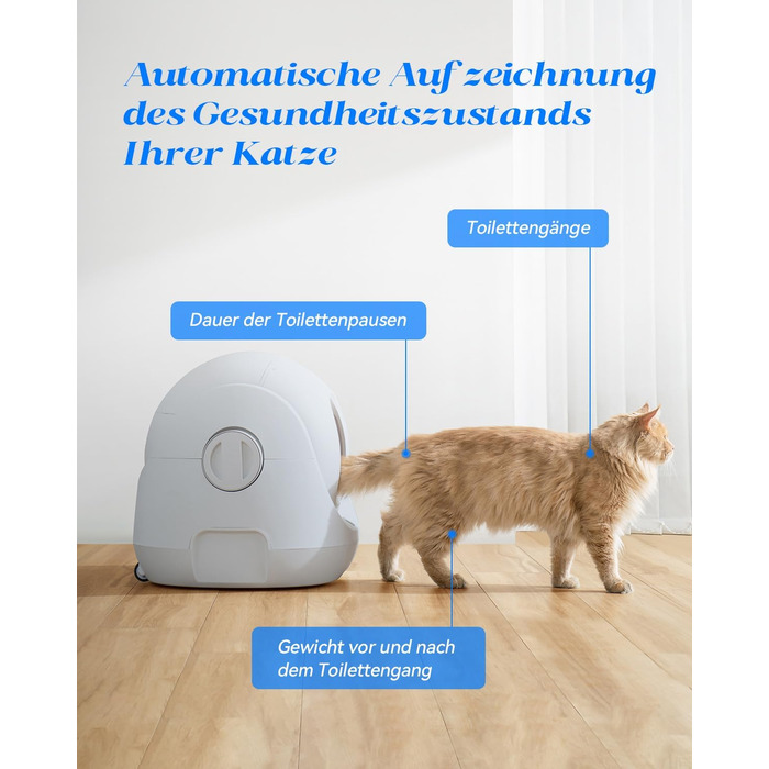 Автоматичний туалет для котів Catlink Baymax з самоочищенням, контролем здоров'я, керуванням через додаток, захистом від блокування, усуненням запахів, 4 режими, для котів 1,5-10 кг
