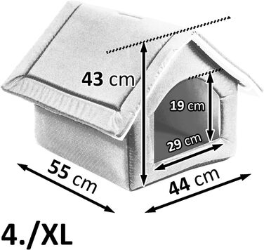 Елегантний будиночок для собак XL 44x55x43 см, коричневий велюр, будка для середніх і великих собак, котячий дім, лежак для котів