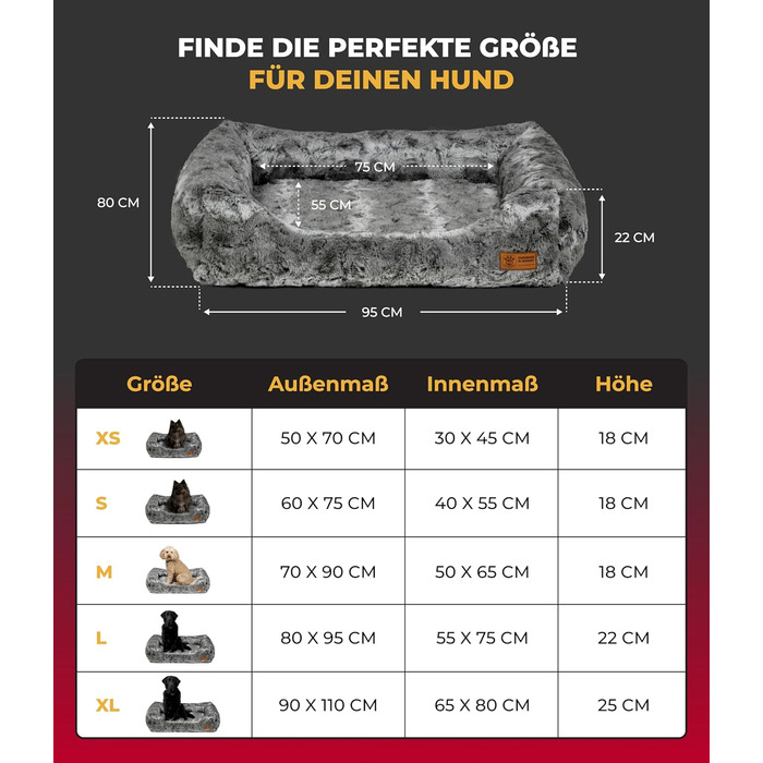 Ортопедичне ліжко для собак HS-Hundebett® Deluxe Exklusiv S (60x75 см) з Memory Foam, антиковзаючою основою та можливістю прання. Виготовлено в Німеччині