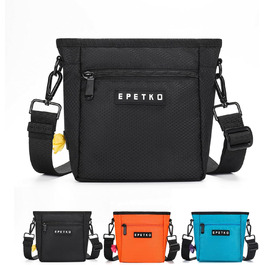 Чорна сумка для ласощів для собак великого об'єму з регульованим ремінцем та міцним магнітним закриттям