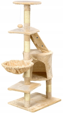 Когтеточка-вежа для котів з лежаком та стовпчиком Funfit Home&Office, 120 см