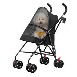 Дитяча коляска для тварин Homewell, складана, з тримачем для напоїв та ременем безпеки, вантажопідйомність 15 кг, колеса з блокуванням, чорна