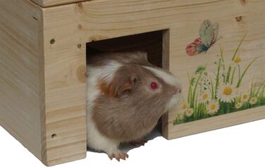 Будиночок для гризунів з дерева з 2 входами Nagerhaus Schmetterling – для морських свинок, хом'яків, аксесуари, стійкий, дерев'яний, з лазур'ю