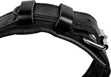 Шкіряний нашийник для собак Dingo Gear Drago, з ручкою, амортизований, чорний, ручна робота, 48-56 см