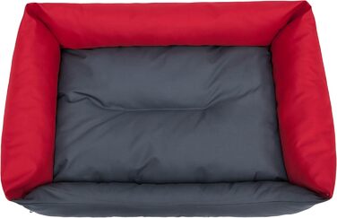 Крісло-ліжко для собак, м'яке лежання для тварин, 82 x 60 см, чорний колір, еко-журавлина (L, сірий з червоними боковинами)