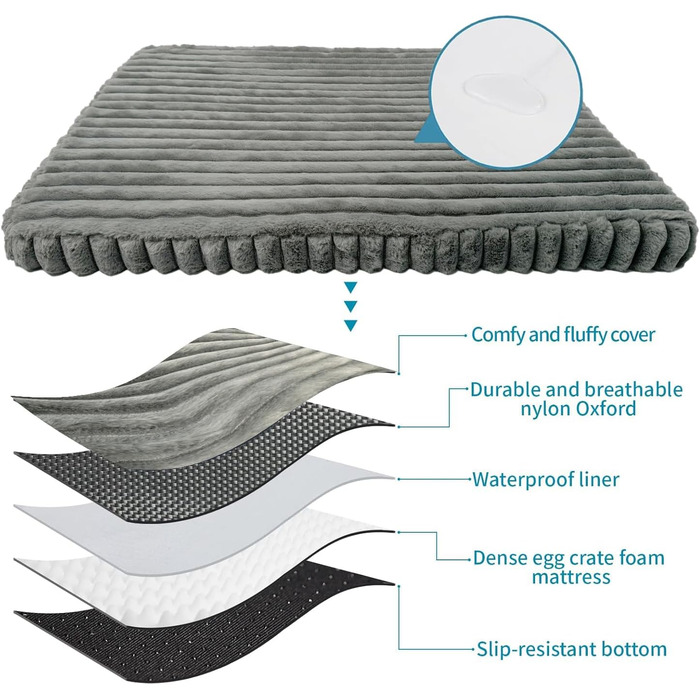 Ортопедичне ліжко для собак з ефектом пам'яті XXL, вологостійке, з неслизьким покриттям для вулиці. Знімний, пральний чохол. Ідеально для великих собак, лабрадорів та бульдогів