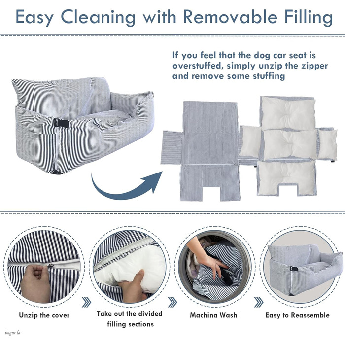 Автокрісло для собак LELEFIDO, великі породи до 36 кг, з підстилкою та 2 страхувальними ременями