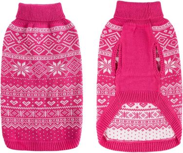 Пуловер для собак HOMIMP Argyle - теплий зимовий одяг для цуценят та дорослих собак. М'який теплий халат для дівчаток та хлопчиків. Халат для собак маленьких, середніх та великих порід. Червоний колір (M, рожевий)