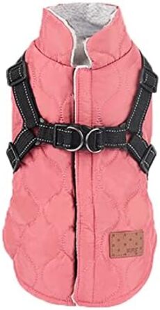 Теплий зимовий одяг для собак: куртка, жилетка, пуловер. Відбиваючий елемент, бавовна, без рукавів. Розмір S, колір рожевий