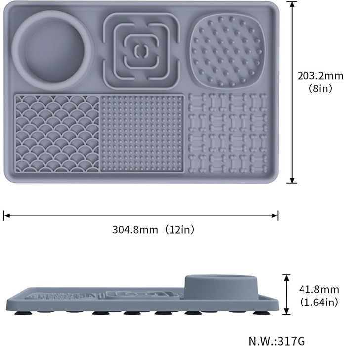 Силіконовий килимок для собак та котів Upgrade XL з великим присоском (без BPA) - рожевий/сірий