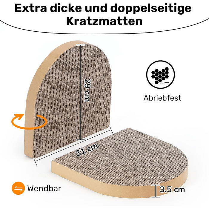 Кразборт для котів FUKUMARU, 61 см, крафтовий, у формі дивану, з круглими накладками, сірий