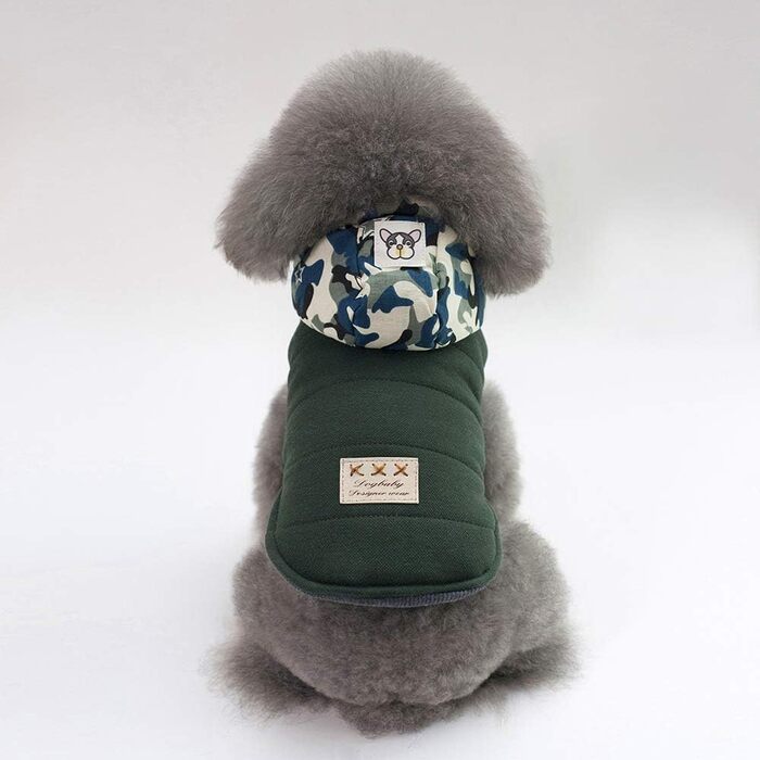 Теплий зимовий одяг для собак: куртка-худі для маленьких та середніх собак, камуфляжний колір, розмір S (обхват грудей 32 см)