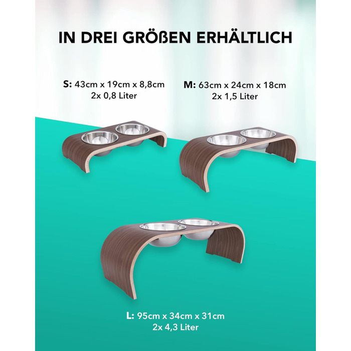 Підвищені годівниці для собак ilaCasa - набір з 2 шт. з дуба - станція для годування собак