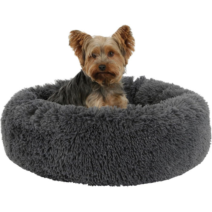 Кербл Pet Kuschelbett Fluffy - м'яке ліжко для котів та собак, 76x76x19 см, сірий колір, поліестер, антиковзаюча підкладка