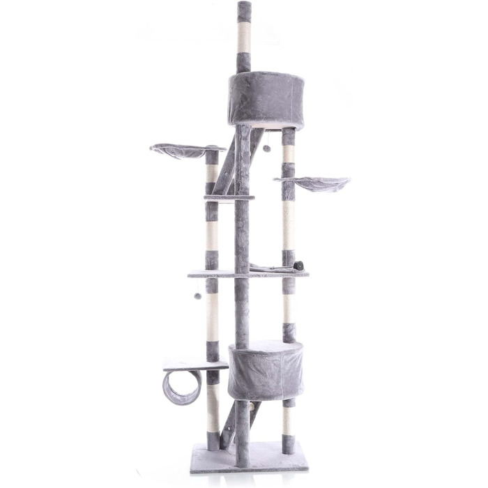 Котячий дряпак Wiltec 240-260 см, сірий, стельовий, з сизалем і гамаком