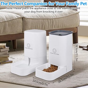 Автоматичний годівниця для котів Dreamhigh® з диспенсером води для собак, 2.1 кг корму та 3.8 л води, без батарейок, BPA Free, для подорожей, білий