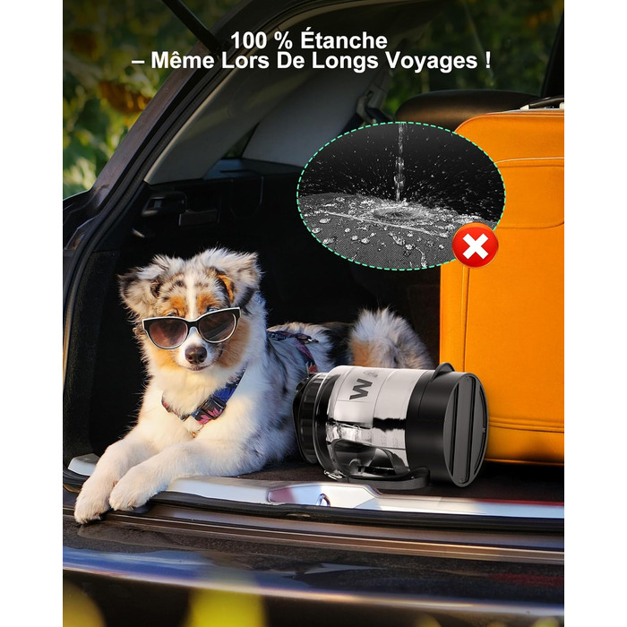 Водяна пляшка для собак Lesotc 2200 мл, велика, чорна – для подорожей та кемпінгу