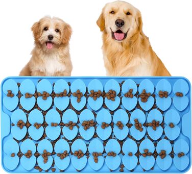 Килимок для собак VOOWO, силіконовий килимок-нюхалка, миска-заспокійник для собак, повільний годівник, килимок для годування собак, для малих, середніх та великих собак (Блакитний, Medium)