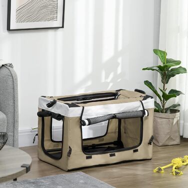 PawHut 2-в-1 візок для собак та котів, розкладний, до 10 кг, з подушкою, сітковими віконцями, дверима та кошиком для зберігання, темно-зелений (хакі)