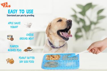 Килимок для собак великих порід VEEVAO XL, 30,5 x 25,4 см, силікон харчового класу, з присосками, для заспокоєння, блакитний