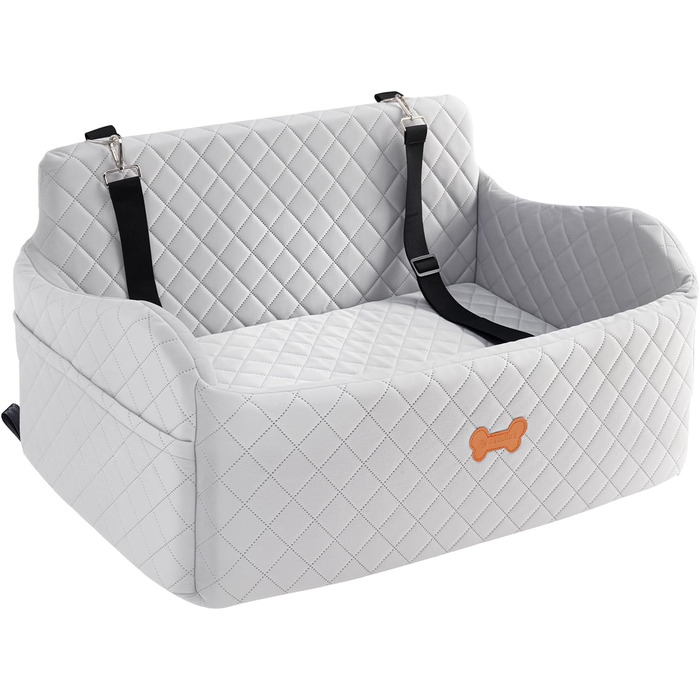 Підвищення для собак у авто, для собак до 25 кг або 2 маленьких собак, м'яке авто-ліжко для собак з Memory Foam, 2 страхувальні ремені та сумка для зберігання (Сірий)