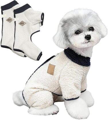 Зимовий комплект: комбінезон та куртка для собак, тепла куртка з флісовою підкладкою, для собак маленьких та середніх порід (2 шт. темно-синій, S)