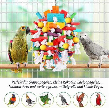 Іграшка для папуг Vogel Papagei - дерев'яні блоки для гри, підходить для сірих африканських, ара, какаду та амазонських папуг, багатокольорова