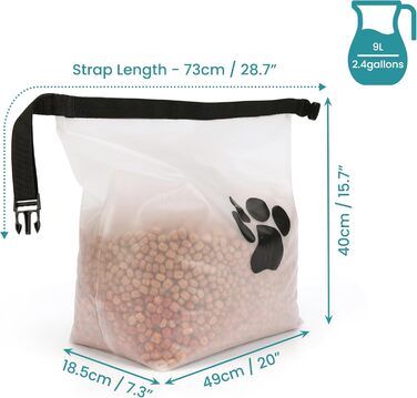 Сумка для зберігання корму для собак BELLE VOUS - 9 л, для подорожей, зручна та практична