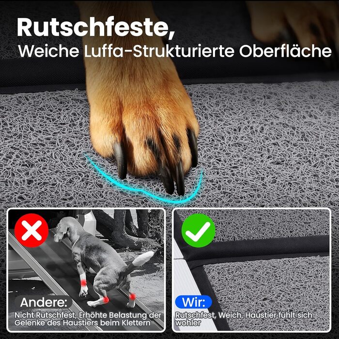 Східці для собак DAISTERN, розкладні, 170 x 44 см, з м'яким килимом, металевий каркас, для собак маленьких, середніх та великих порід