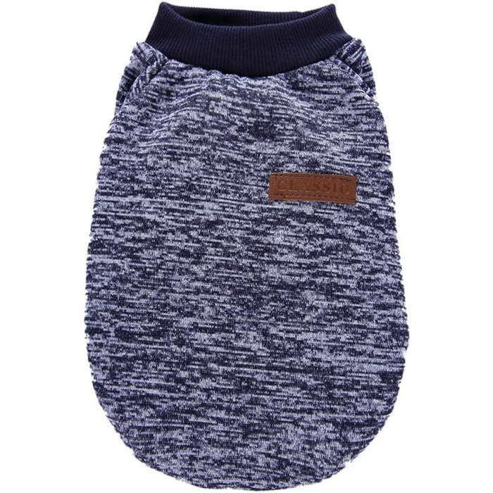 Теплий зимовий в'язаний пуловер для собак, для цуценят, м'який пуловер для маленьких собак (XXS, темно-синій)