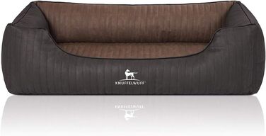Ортопедичне собаче ліжко Knuffelwuff Outback XXL (120x85 см) з штучної шкіри - знімний чохол, легко мити, для великих, середніх та малих собак (Чорний/Коричневий)