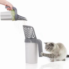 Лопатка для котячого туалету DsLkjh Kitty Scoop з тримачем, портативна, багаторазова, з мішечками для сміття, покращена модель 2023 року