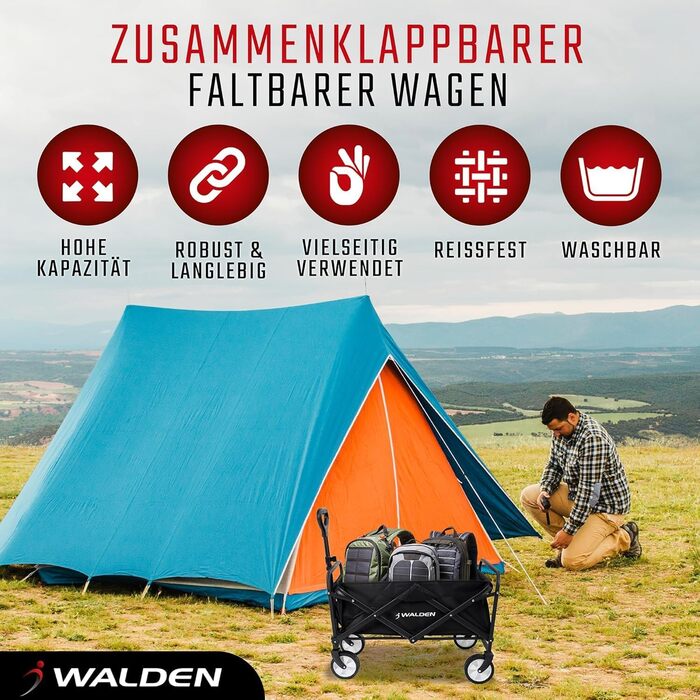 Складаний вагон-тележка з великою місткістю, стабільний та портативний. Ідеально для спорту, покупок та кемпінгу