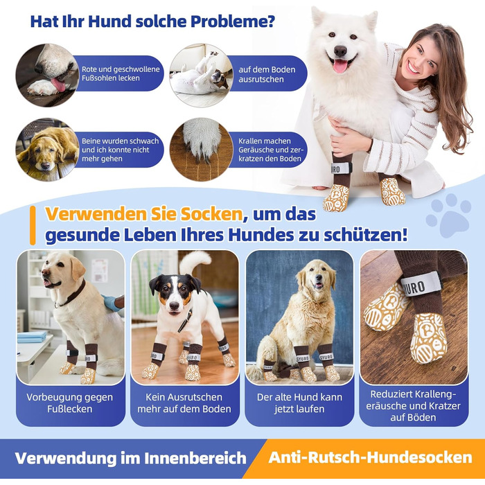 Шкарпетки для собак антиковзаючі, для дому, захист лап, XL, хакі