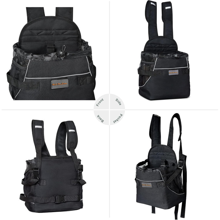 Рюкзак для кота/маленького собаки: зручний переносник для тварин з великою кишенею, безпека та комфорт, блакитний (S, чорний)