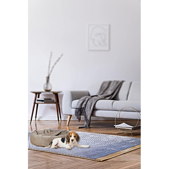 Килимок для собак Luxus Denver | гігієнічний, миючий | розмір M (для маленьких та середніх собак) | затишна печерка з пакетиками для збору відходів | оксамит, пудровий | діаметр 68 см