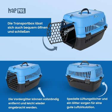 Транспортна переноска для тварин Happet ABBA M сірого кольору 56x37x37 см – міцна переноска з пластику для котів та маленьких собак, портативна переноска для подорожей та котів