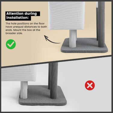 Дерев'яний кігтеточки для котів Gardner Pet Katzenbaum, 105 см, з платформою, 2 печерами, кошиком, сірий, для дому