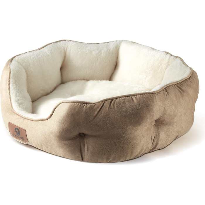 М'яке ліжко для собак та котів Asvin, 51 см, коричневе. Машинне прання, нековзна водонепроникна підкладка.