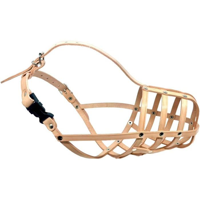 Шкіряна маска для собак L&J Pets для мопсів, пуделів, хаскі та інших собак з подібним розміром морди (5, Чорний) Чорний 5