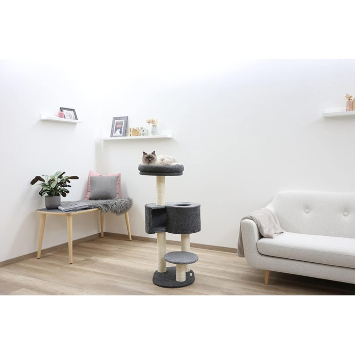 Дряпка для котів Kerbl Fridolin з фетру, сірого кольору, розмір до 55x52x106 см