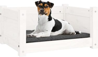Крісло-ліжко для собак та котів біле, 55,5x45,5x28 см, масив дерева, сосна