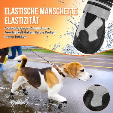 Чоботи для собак, захист подушечок лап, зимові, 4 шт. Водовідштовхувальні, вітрозахисні, з теплим флісом та високим дизайном. Світловідбиваючі та антиковзні чоботи для собак для активного відпочинку, розмір 2 (ширина 4.5 см), розмір 8 (ширина 7.5 см).