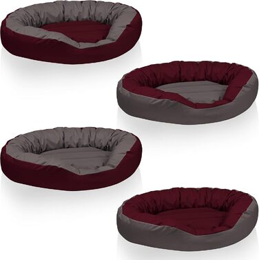 BedDog® Hundebett Sunny: велике лежак для собак з Cordura, миючий лежак з бортиком, овально-кругле собаче ліжко, для дому та вулиці, XXXL, RED-Wine (бордовий), розмір 85x50x23 см