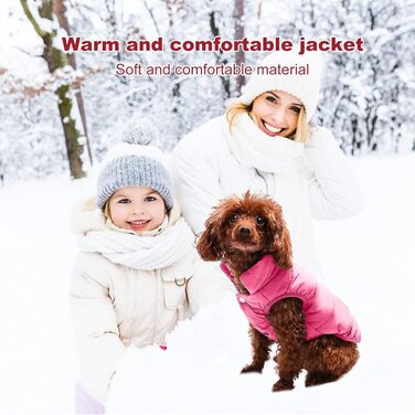 PETCUTE Тепла куртка для собак на зиму, водонепроникна жилетка для великих собак, зручна та стильна, для холодної погоди (XS, Рожевий)