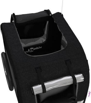 Фасба Причіп для собак, причіп для велосипеда, причіп для собак з відбивачами та прапорцем, причіп для котів та домашніх тварин, чорний, матеріал Оксфорд, метал, 133,5 x 69 x 73,5 см (Д x Ш x В)