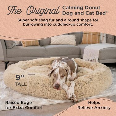 Лежак для великих собак Best Friends by Sheri Calming Donut 2XL, плюш, 137×137 см, бежевий