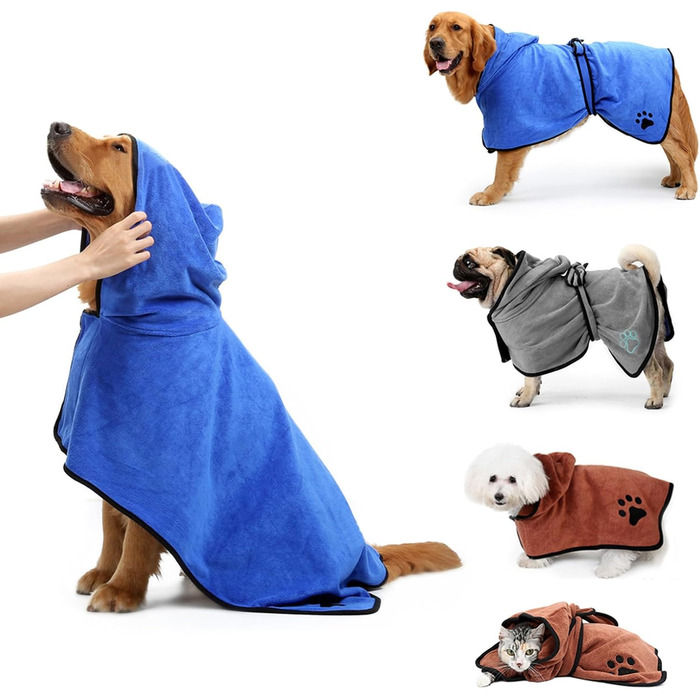 Піжама для котів та собак: вбираюче полотно, швидко сохне, синій L