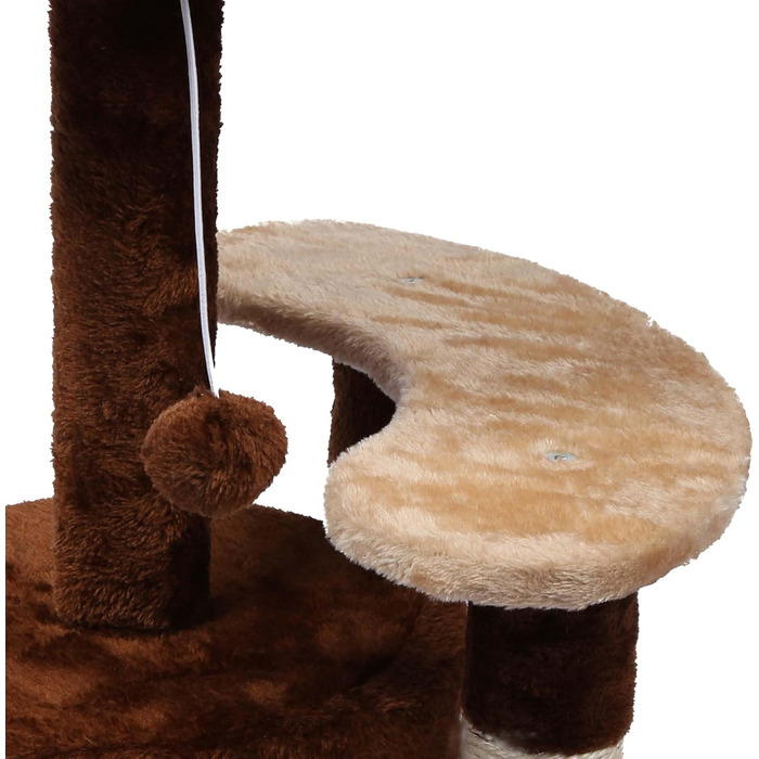 Дряпальня для котів Wiltec 67 см, чорно-біла з сизалю, платформа, будиночок та іграшковий м'яч, крізь котячий комплекс