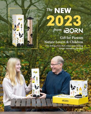iBorn годівниця для птахів 35,6 см, металева, з 6 сідал, підвісна годівниця для диких птахів, чорна